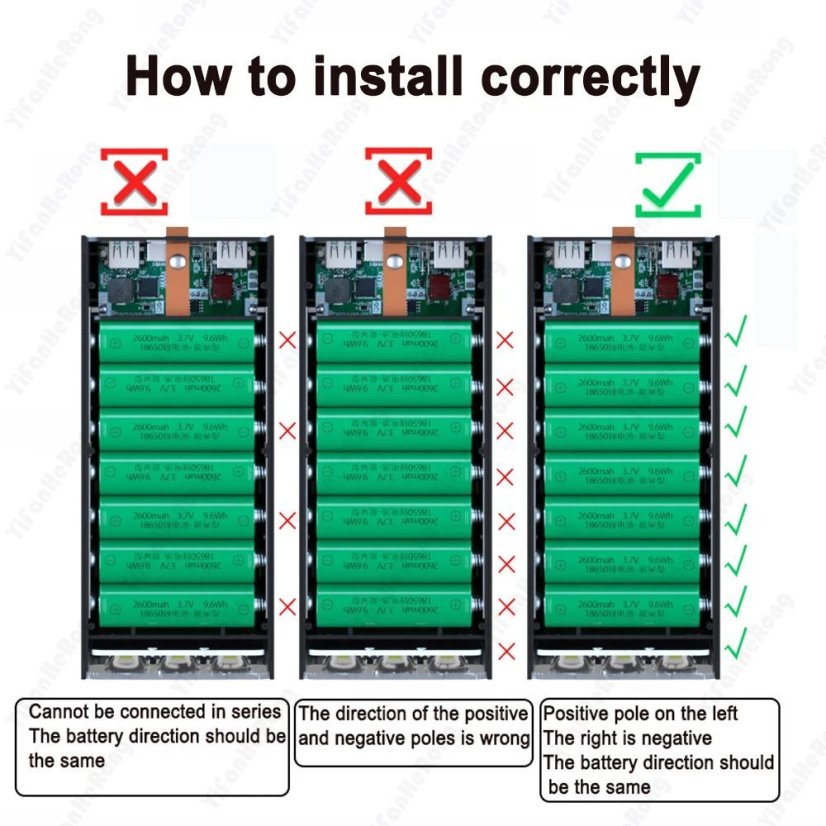 D21-PD Powerbanka pro 21× 18650 baterií s 9 LED (bez baterií)