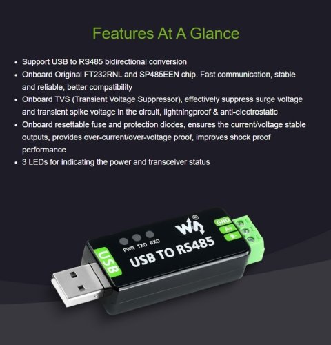 Obousměrný USB na RS485 převodník - FT232RNL - 17286