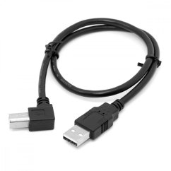 Kabel USB 2.0 A-B, 0.5m se zahnutým USB-B konektorem