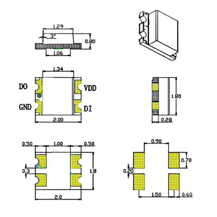 WS2812B 2020 RGB LED 1000ks