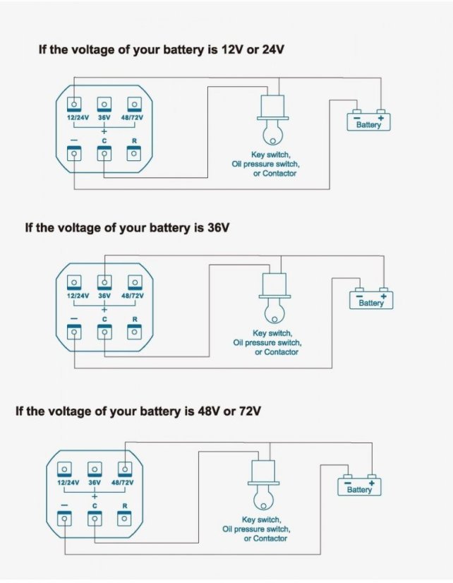 Digitální indikátor stavu baterie RL-BI002 pro 12V, 24V, 36V, 48V a 72V