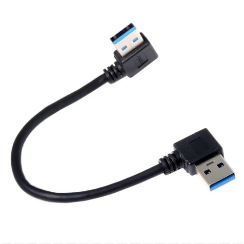 USB 3.0 prodlužovací kabel, zahnutý, samec-samec