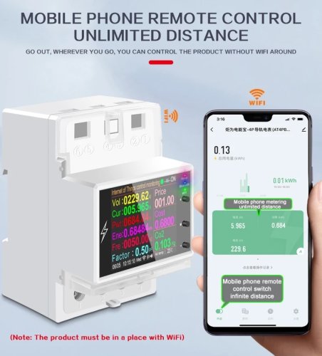 Chytrý WiFi elektroměr AC 220V 100A AT4P