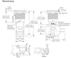 L22B LED Tlačítkový spínač 12V, 20A, 22mm, IP65