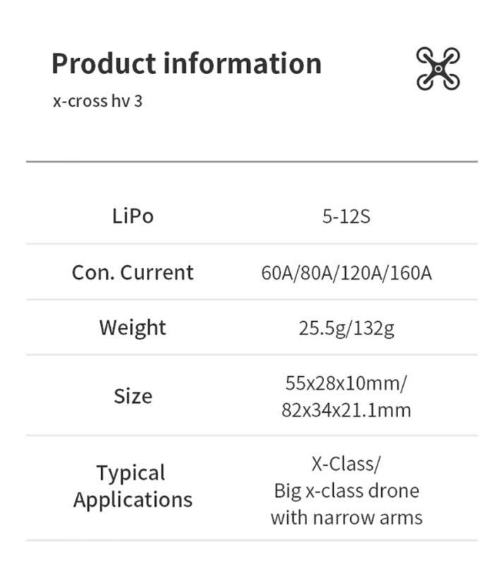 Flycolor X-Cross HV3 - ESC pro multirotory 12S