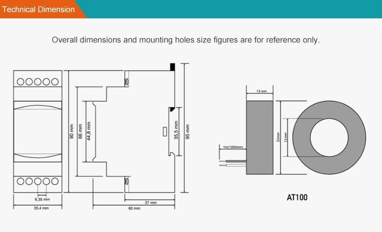 DAV-100 Single-Phase LED Ampere and Voltmeter DIN