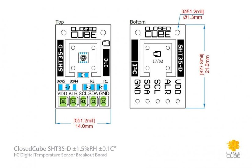 Digitální senzor teploty a vlhkosti SHT35-D