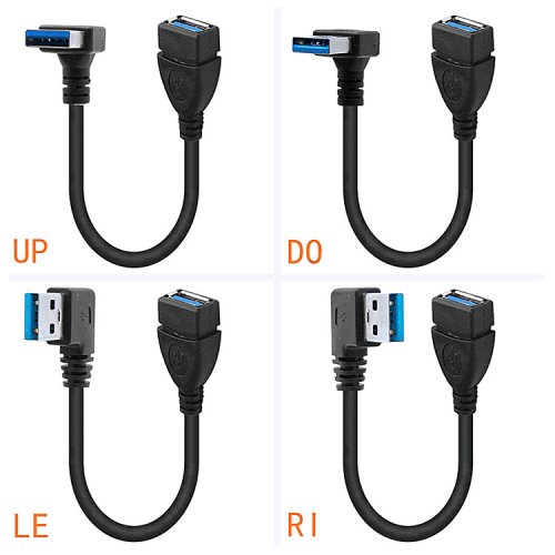 USB 3.0 prodlužovací kabel, samec-samice, zahnutý