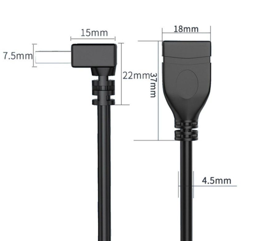 USB 2.0 prodlužovací kabel, samec-samice, zahnutý, 0.5m