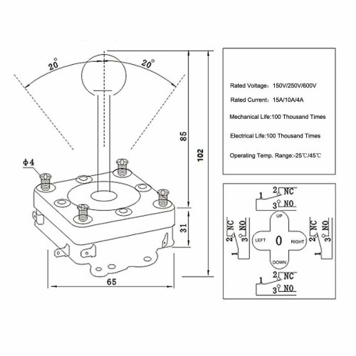 HK3 Joystick Switch 2 Axes 10A@250V