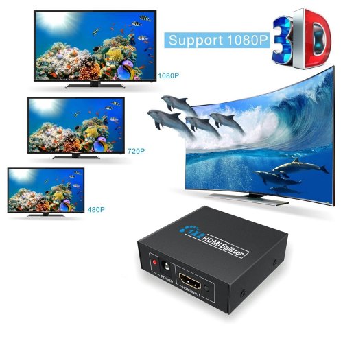 HDMI rozbočovač 1-2 porty, kovový, bez napájecího adaptéru
