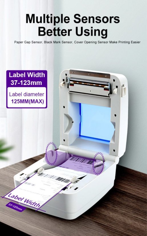 Compact USB+BT Label Printer HQ480B 110mm