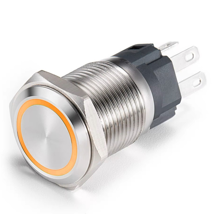 LED Tlačítkový spínač 12V, 20A, 22mm, IP67 - Bez symbolu