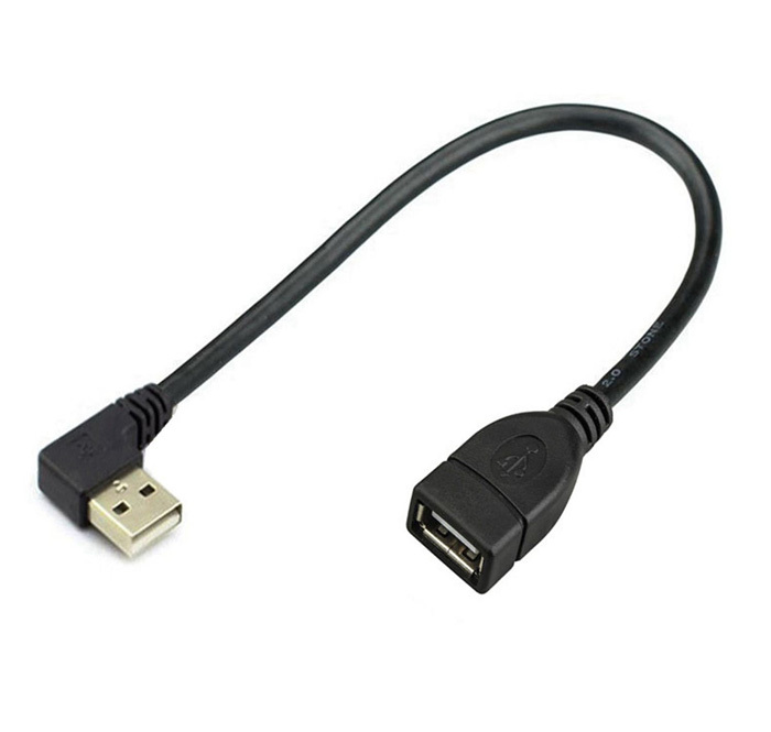 USB 2.0 Extension Cable, Male-Female, Curved, 0.5m