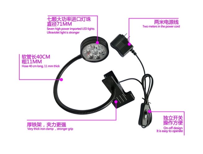 WH7 - 7W, 395nm Stolní UV Lampa pro Vytvrzování
