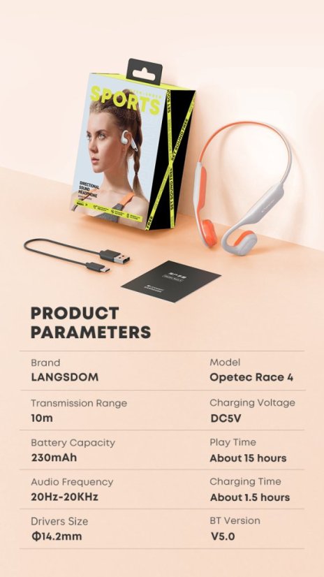 OPENTEC Race 4 Open-Ear Headphones – Wireless Sport Headphones
