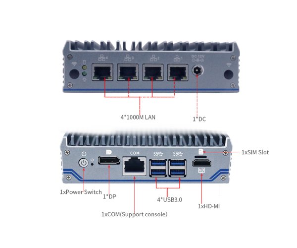 Nano N1041 J4125 Průmyslové Mini PC - Barebone, Fanless