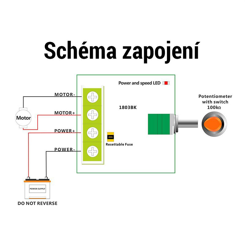Regulátor otáček pro stejnosměrné DC motory - PWM 1.8V-15V 2A