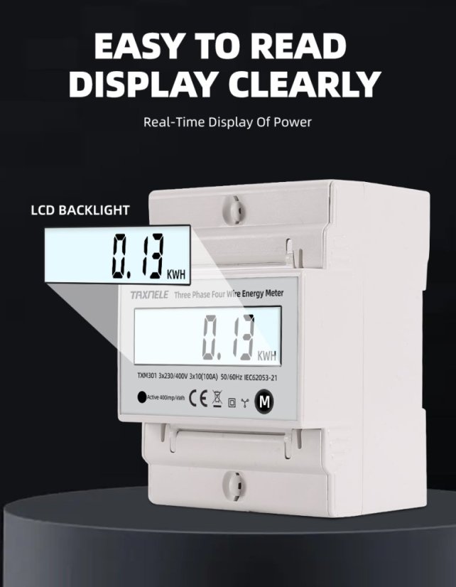TXM301 Three-Phase Digital Electric Meter for DIN Rail