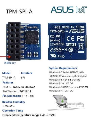 ASUS TPM 2.0 Modul – Zabezpečení pro vaše zařízení - Model: TPM-M (14-1)pin
