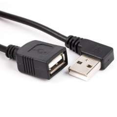 USB 2.0 prodlužovací kabel typ A-A M ve tvaru L, 20cm, pravý
