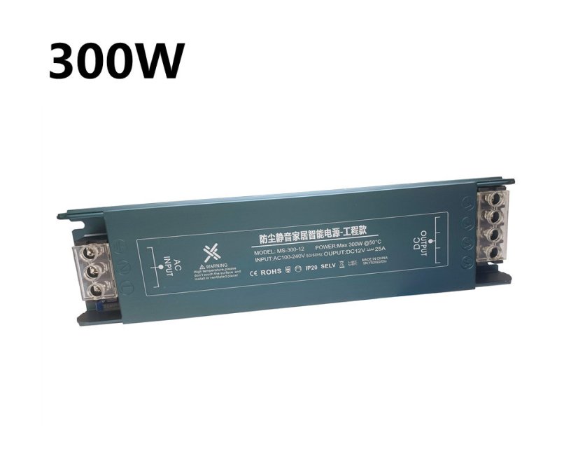 Narrow LED Power Supply 12/24V, 100-600W