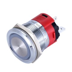 LED Tlačítkový Spínač 220V s RGB LED, 5A, 19mm, 4 Nožiček, Voděodolný IP65