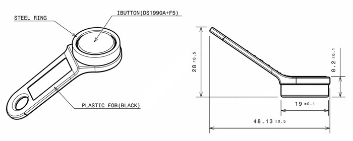 DS1990A-F5 Kompatibilní Odolný Datový Nositel s Kovovým Kroužkem - Barva: Žlutá