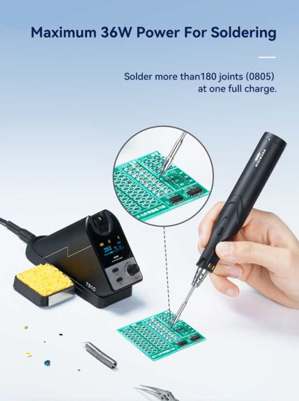 Bezšňůrová digitální pájecí stanice TS1C s OLED displejem