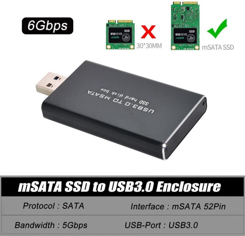 mSATA to USB 3.0 SSD Disk Adapter ASM1153E