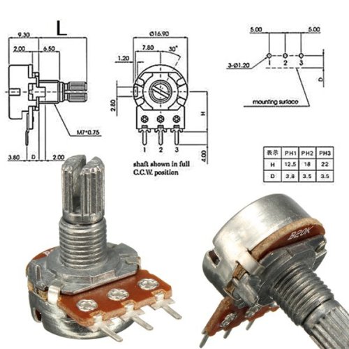 Potenciometr WH148 B20K - 20K Ohm Lineární