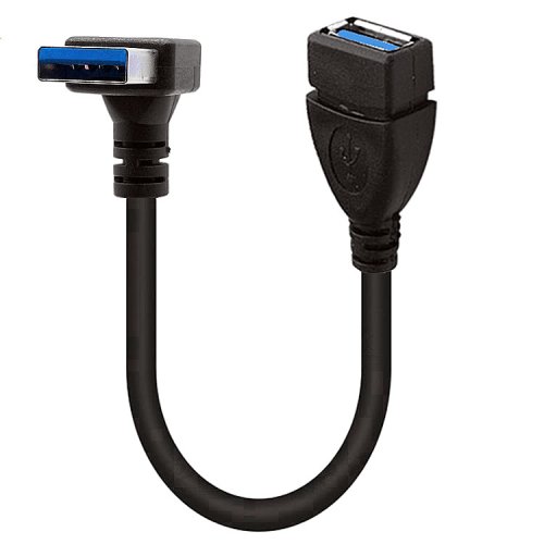 USB 3.0 prodlužovací kabel, samec-samice, zahnutý