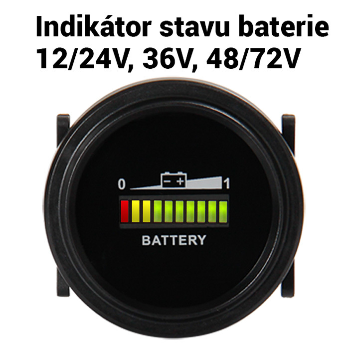 Digitální indikátor stavu baterie RL-BI002 pro 12V, 24V, 36V, 48V a 72V
