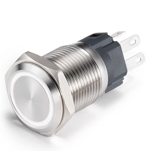 LED Tlačítkový spínač 12V, 20A, 22mm, IP67 - Bez symbolu