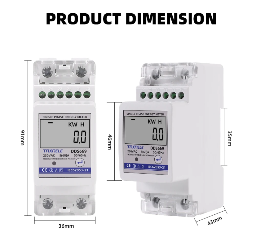 DDS669 Jednofázový měřič energie SDM230-Modbus na DIN lištu