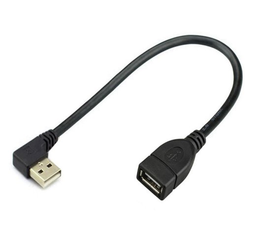 USB 2.0 prodlužovací kabel, samec-samice, zahnutý, 0.5m