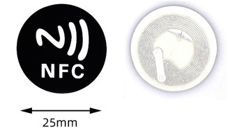 NFC nálepka tag 25mm s NTAG