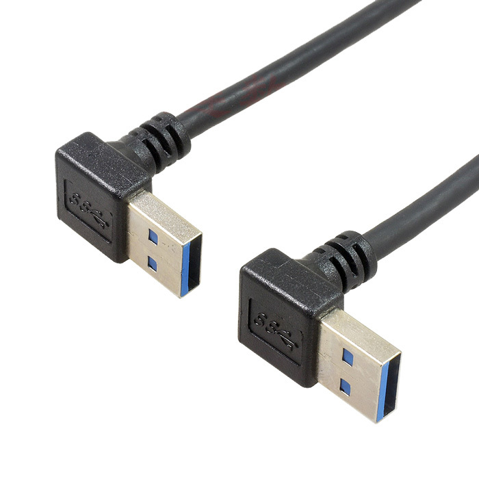 USB 3.0 prodlužovací kabel, zahnutý, samec-samec