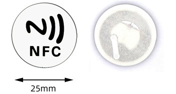 NFC nálepka tag 25mm s NTAG