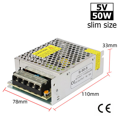 S-50-5 5V 50W Slim LED Napájecí Zdroje