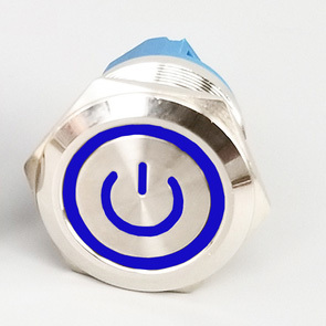 LED Push Button Switch 12-24V, 3A, 16mm, IP66 - Waterproof