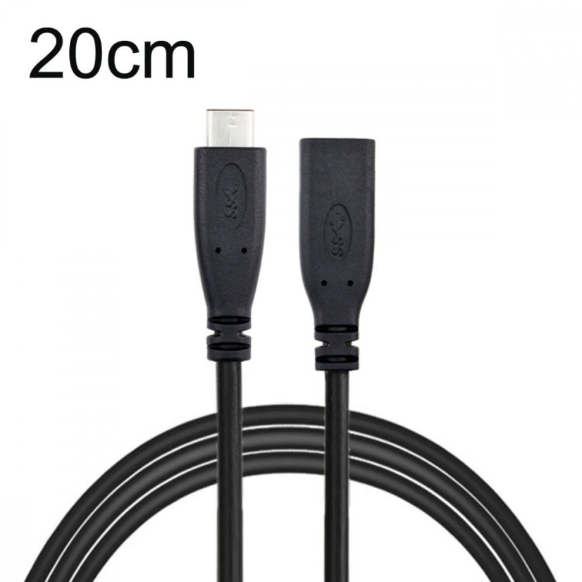 Kabel USB Type-C 2m - Černý, samec/samice