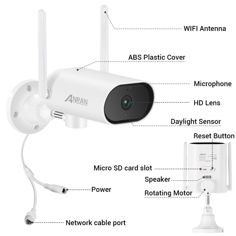T01-H20W otočná 3MP HD WiFi IP P2P bullet kamera pro venkovní použití