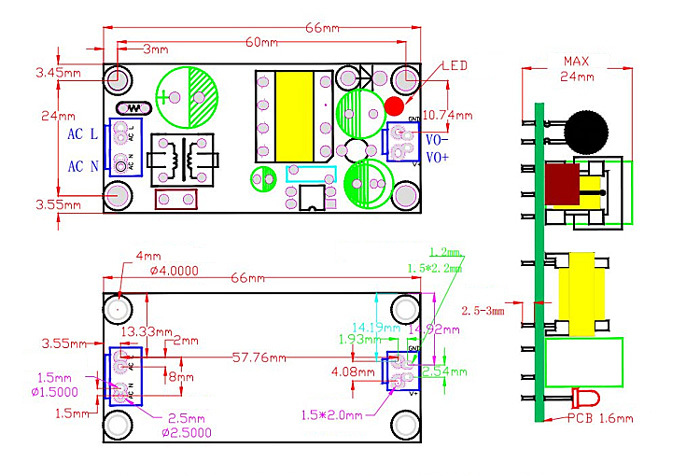 PLF12B Spínaný napájecí zdroj AC-DC 220V 12V/1A 1A