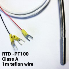 RTD PT100 Temperature Sensor with Teflon Cable - 1m