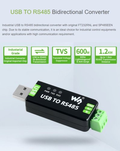 Obousměrný USB na RS485 převodník - FT232RNL - 17286
