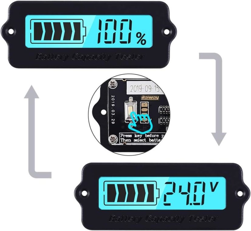 LY6N 12V-48V LCD Měřič Stavu Baterie