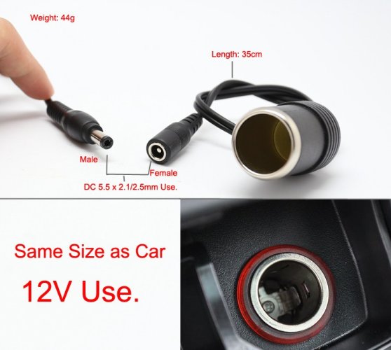 Redukce 12V zapalovače na jack 5.5 x 2.1mm