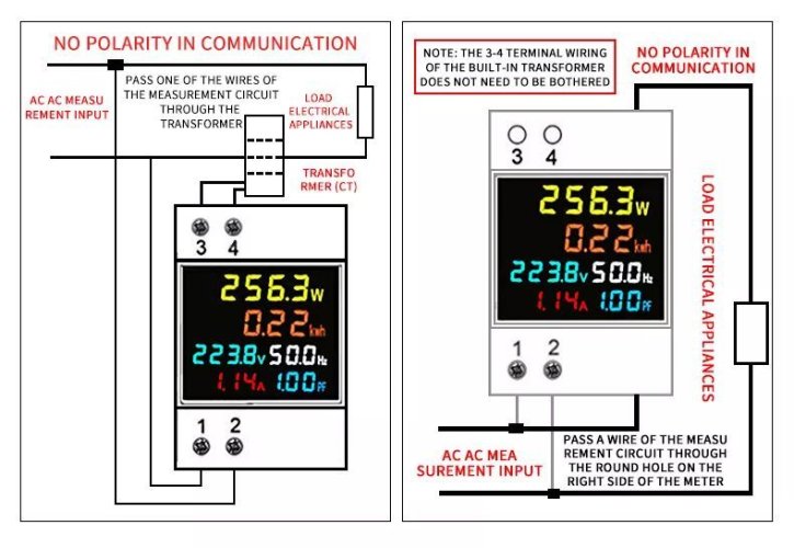 D52-2066 Multifunkční měřič s LCD displejem na DIN lištu AC - Rozsah měření AC napětí: 200-450V
