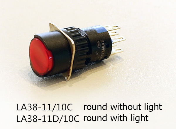 Tlačítkový spínač LA38-11D/10C, 220V